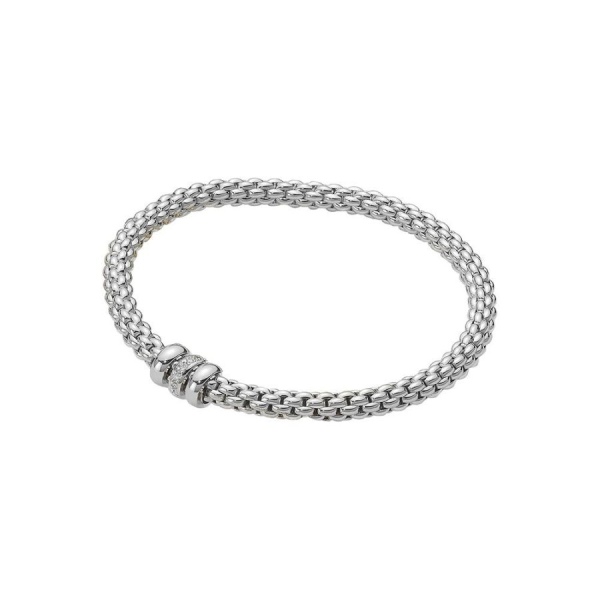 White Gold and Diamond Mesh Flex