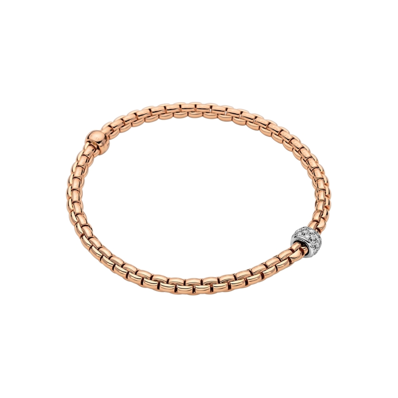 Rose/White Gold Diamond Tubular Thin Mesh Flex
