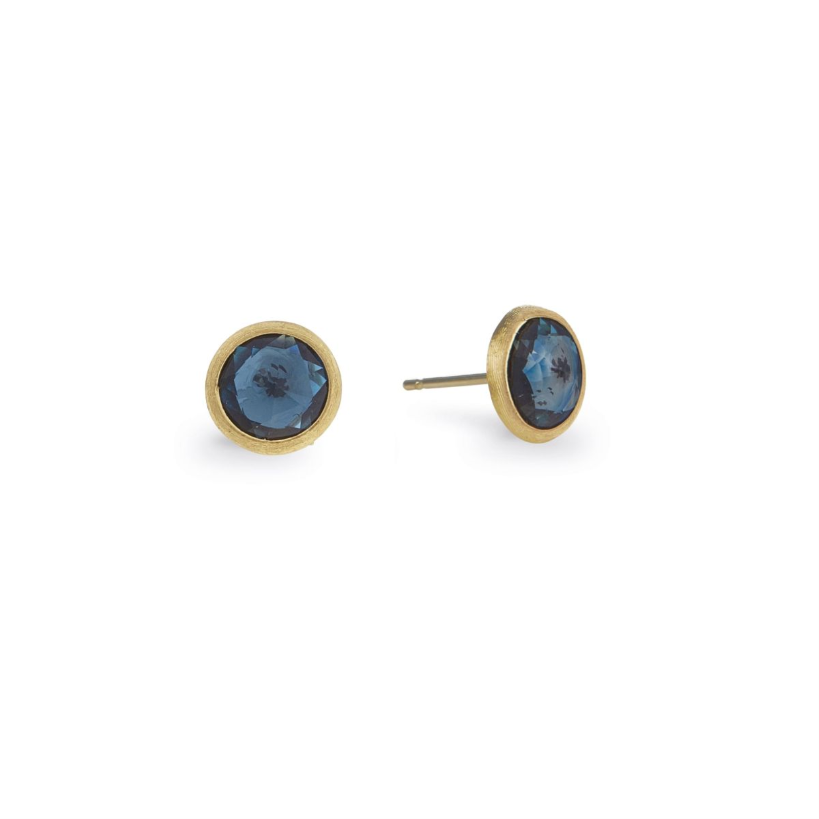 Gold and London Blue Topaz Rose Cut Jaipur Stud Earrings