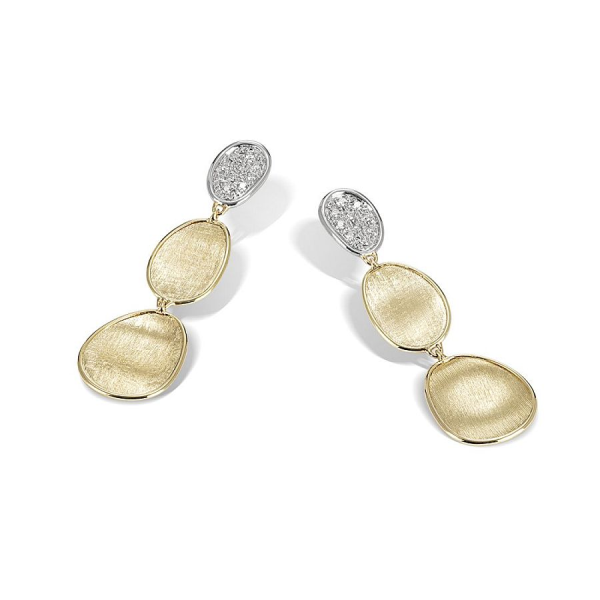 Gold and Diamond Lunaria Petite Triple Drop Earrings