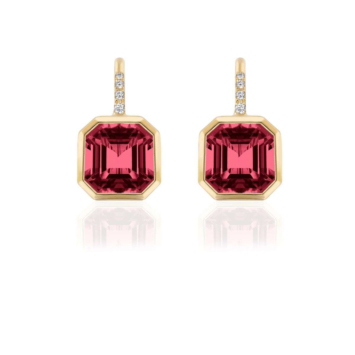 Garnet Earrings with Diamonds