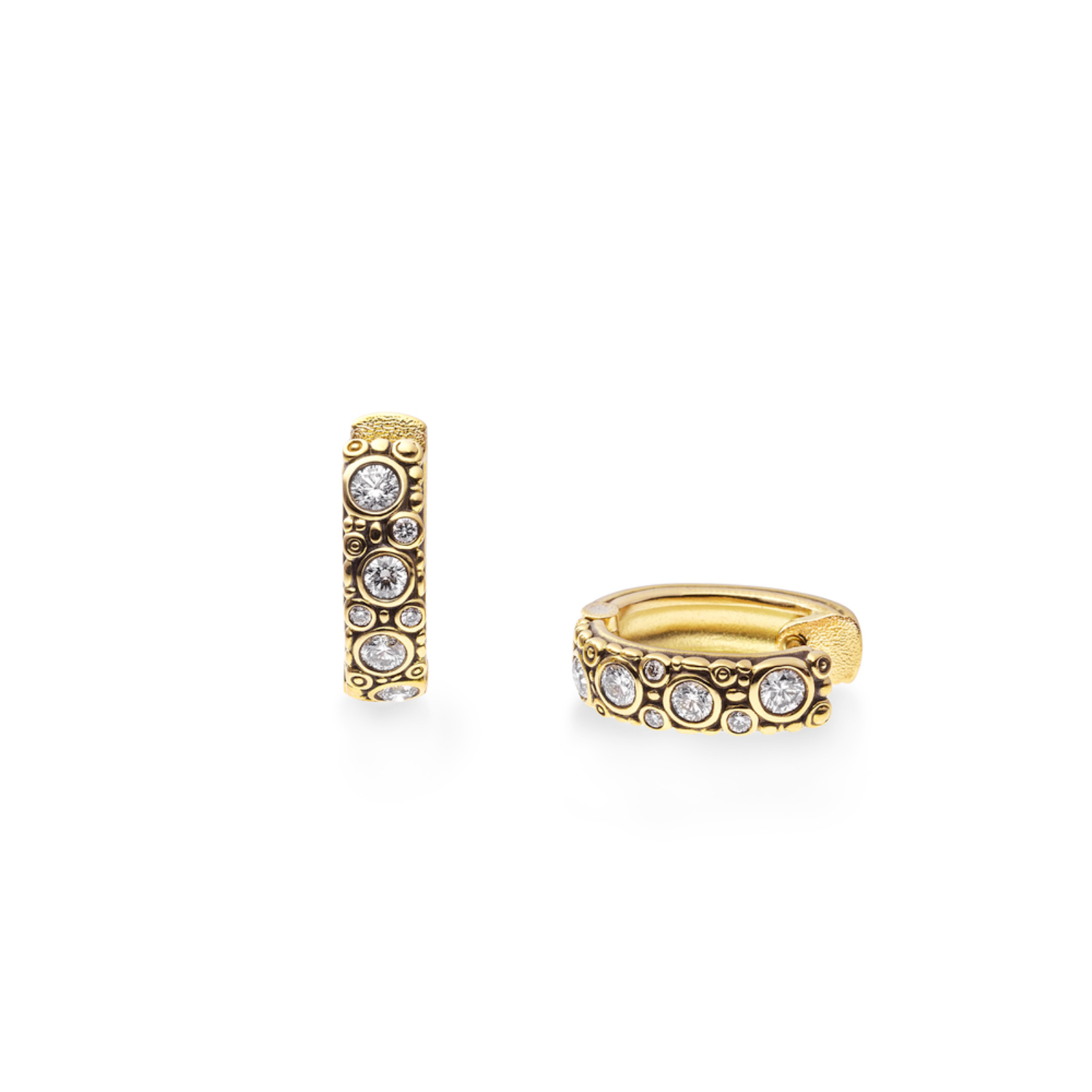 Gold and Diamond Oval Hoop Earrings