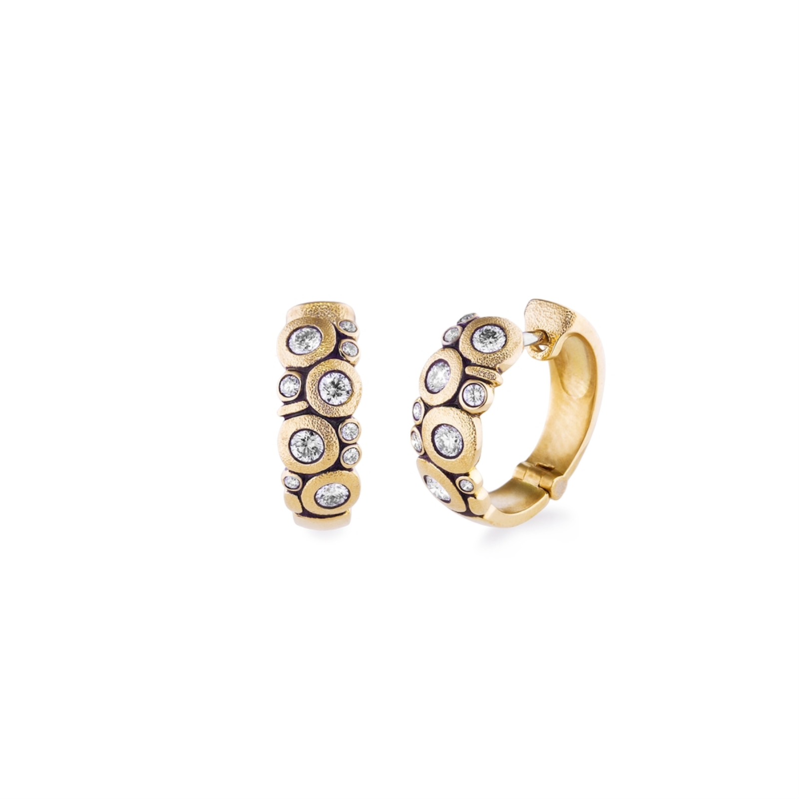 Gold and Diamond Candy Huggy Hoop Earrings