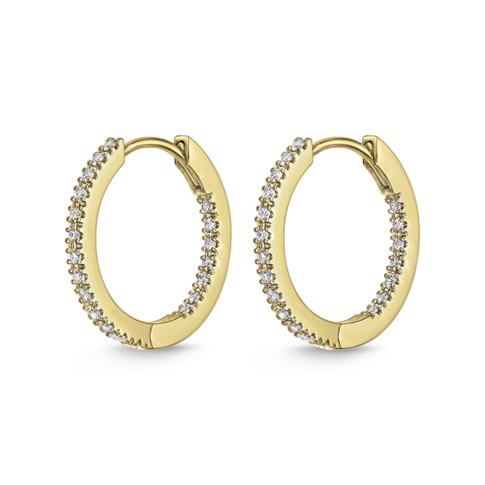Gold and Diamond Hoop Earrings - EHD04998
