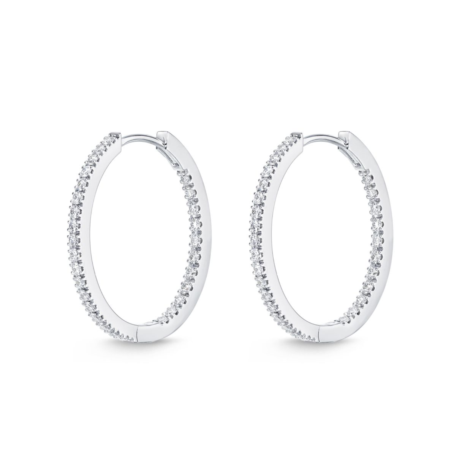 White Gold and Diamond Hoop Earrings