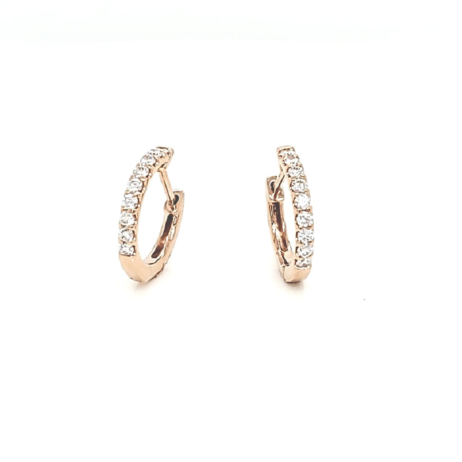 Rose Gold and Diamond Huggie Earrings