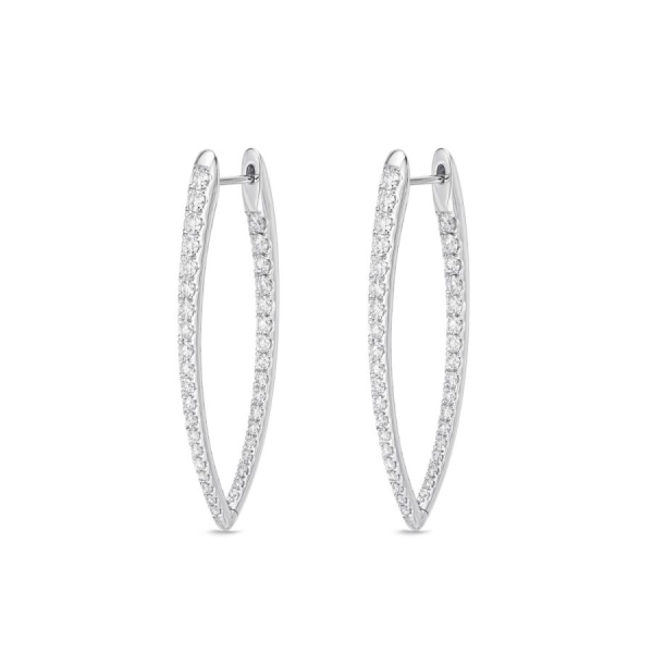 White Gold and Diamond Pointed Hoop Earrings