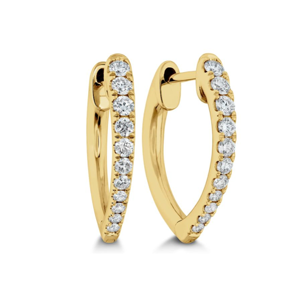 Gold and Diamond Pointed Hoop Earrings