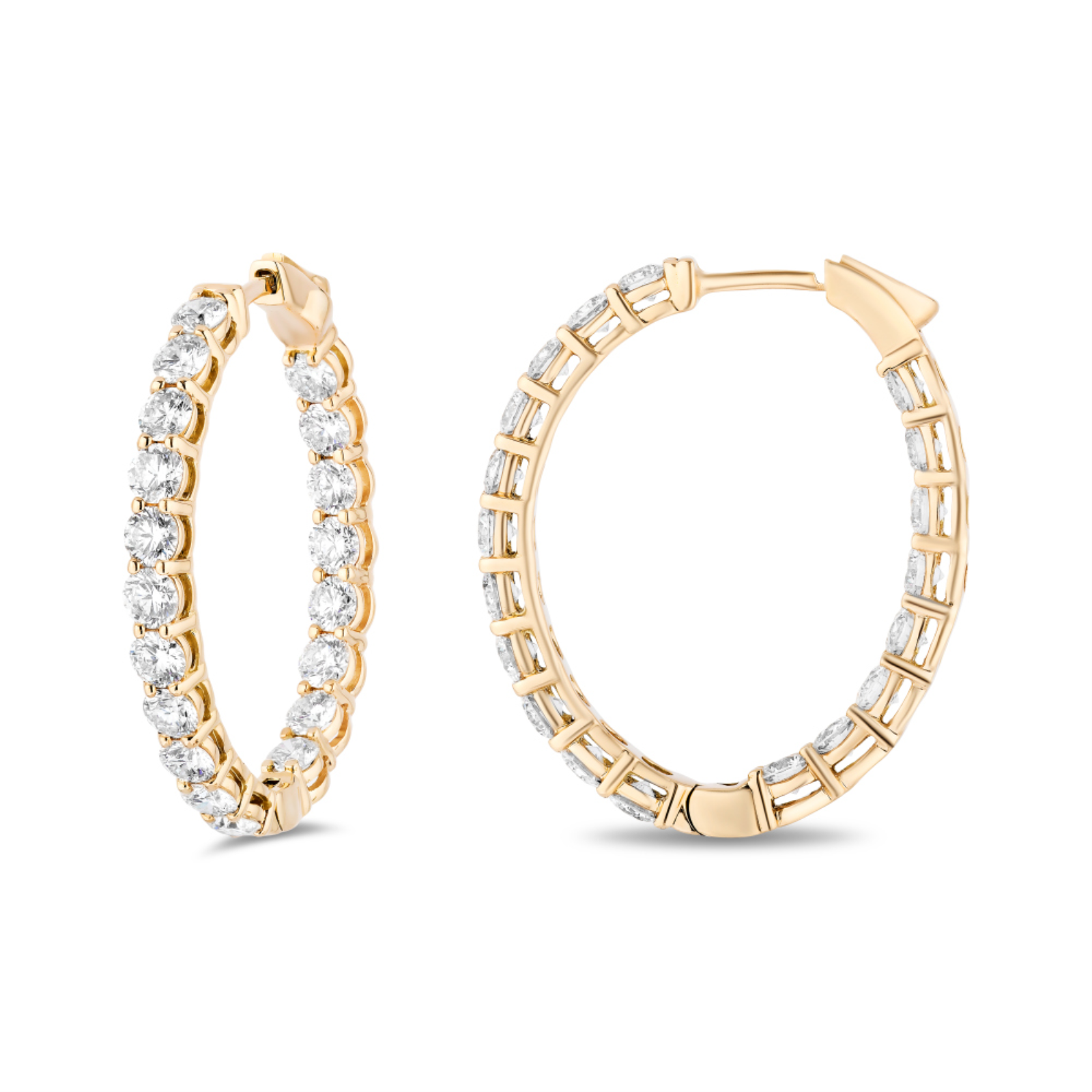 Gold and Diamond Hoop Earrings