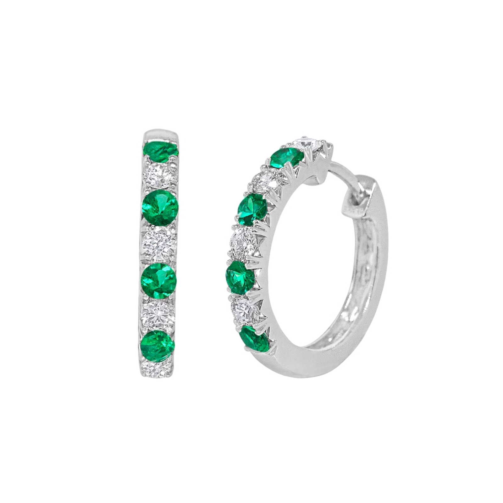 Emerald and Diamond Hoop Earrings