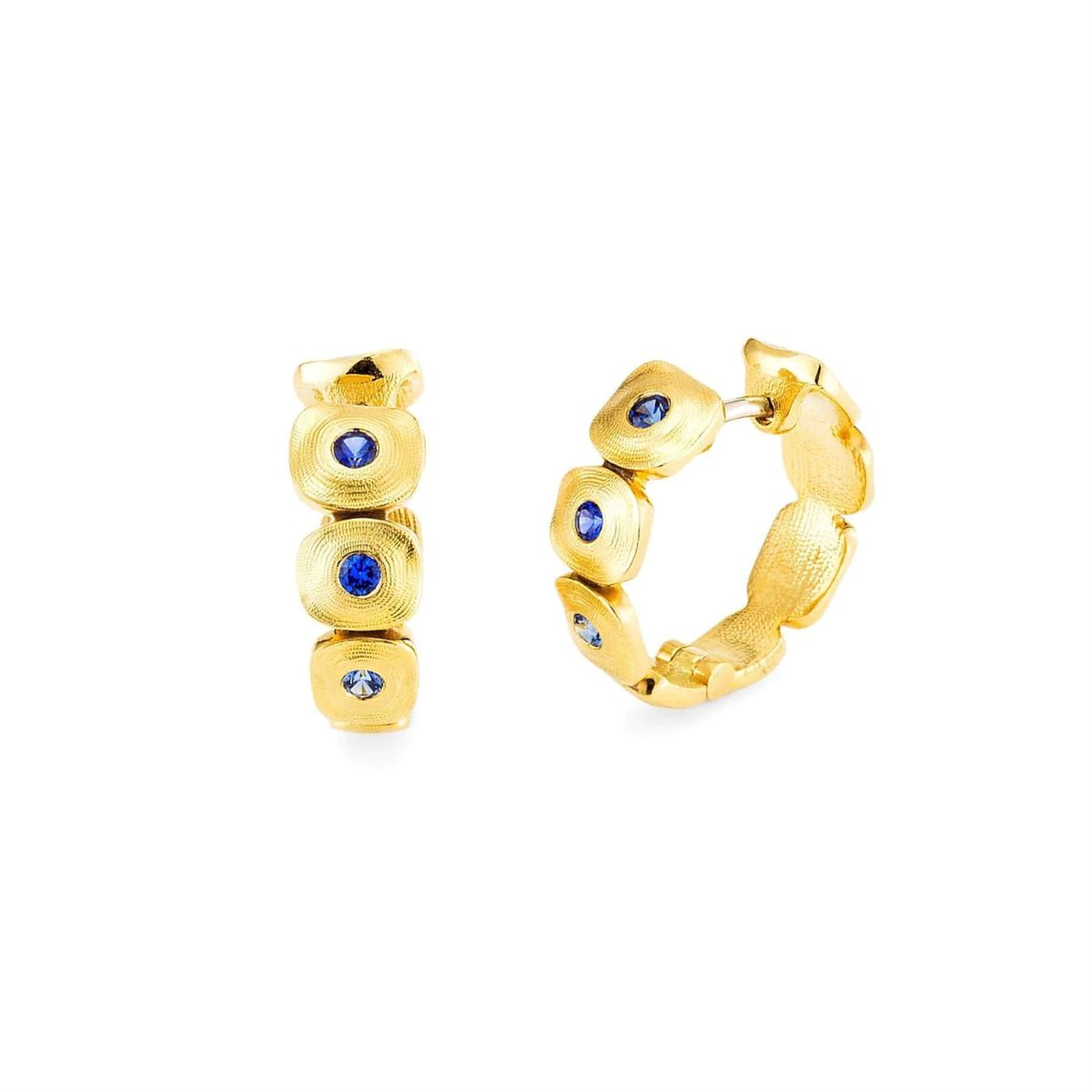 Gold and Sapphire Hoop Earrings