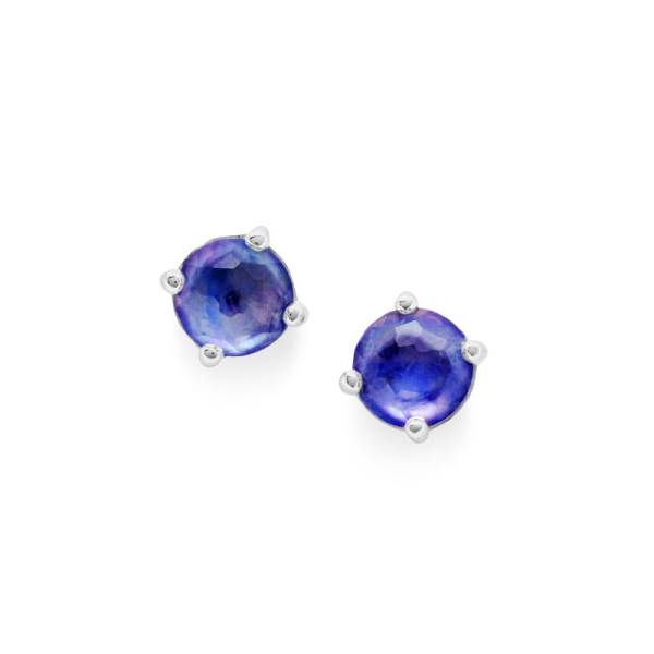 Silver and Lapis Doublet Rock Candy Stud Earrings