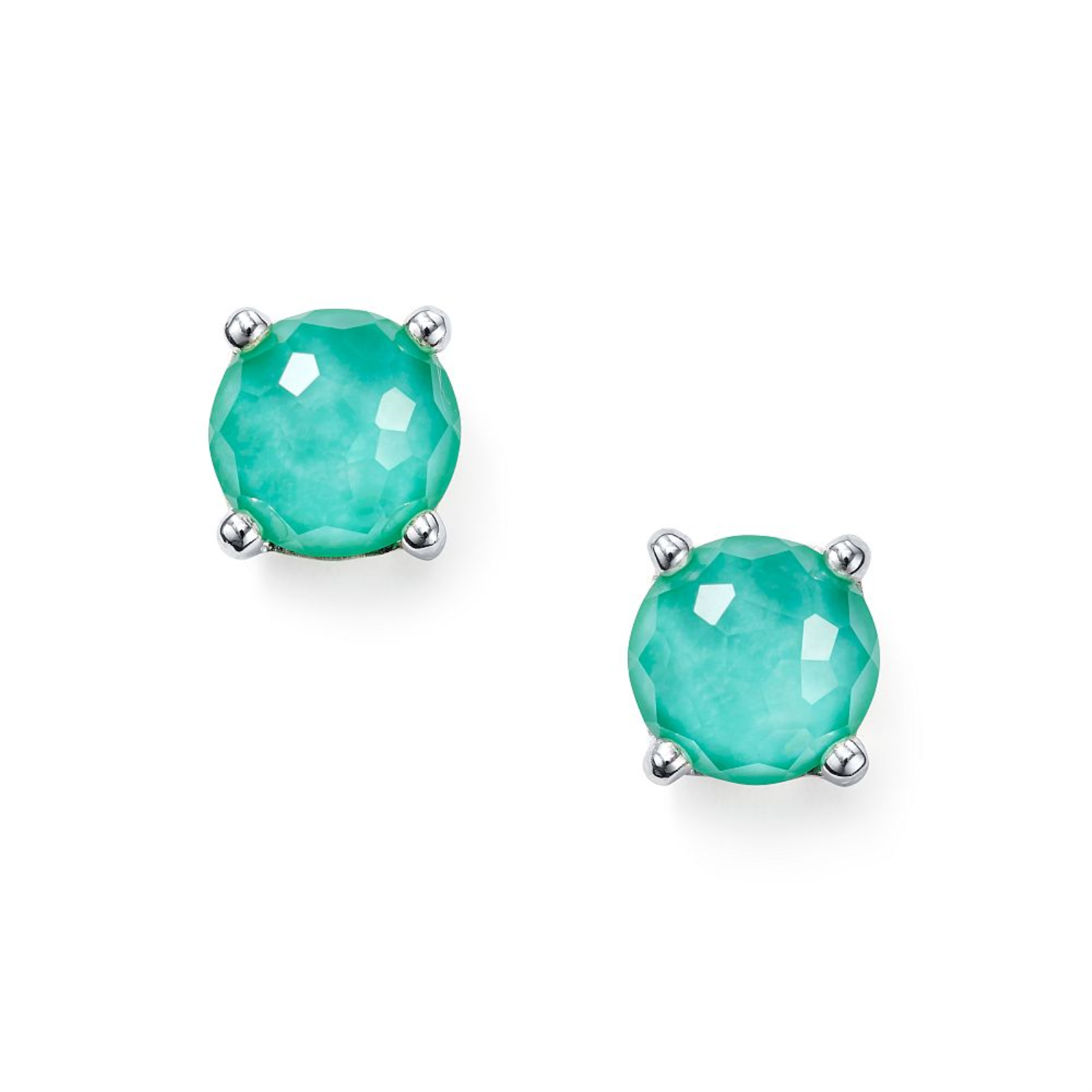 Silver and Turquoise Doublet Rock Candy Stud Earrings