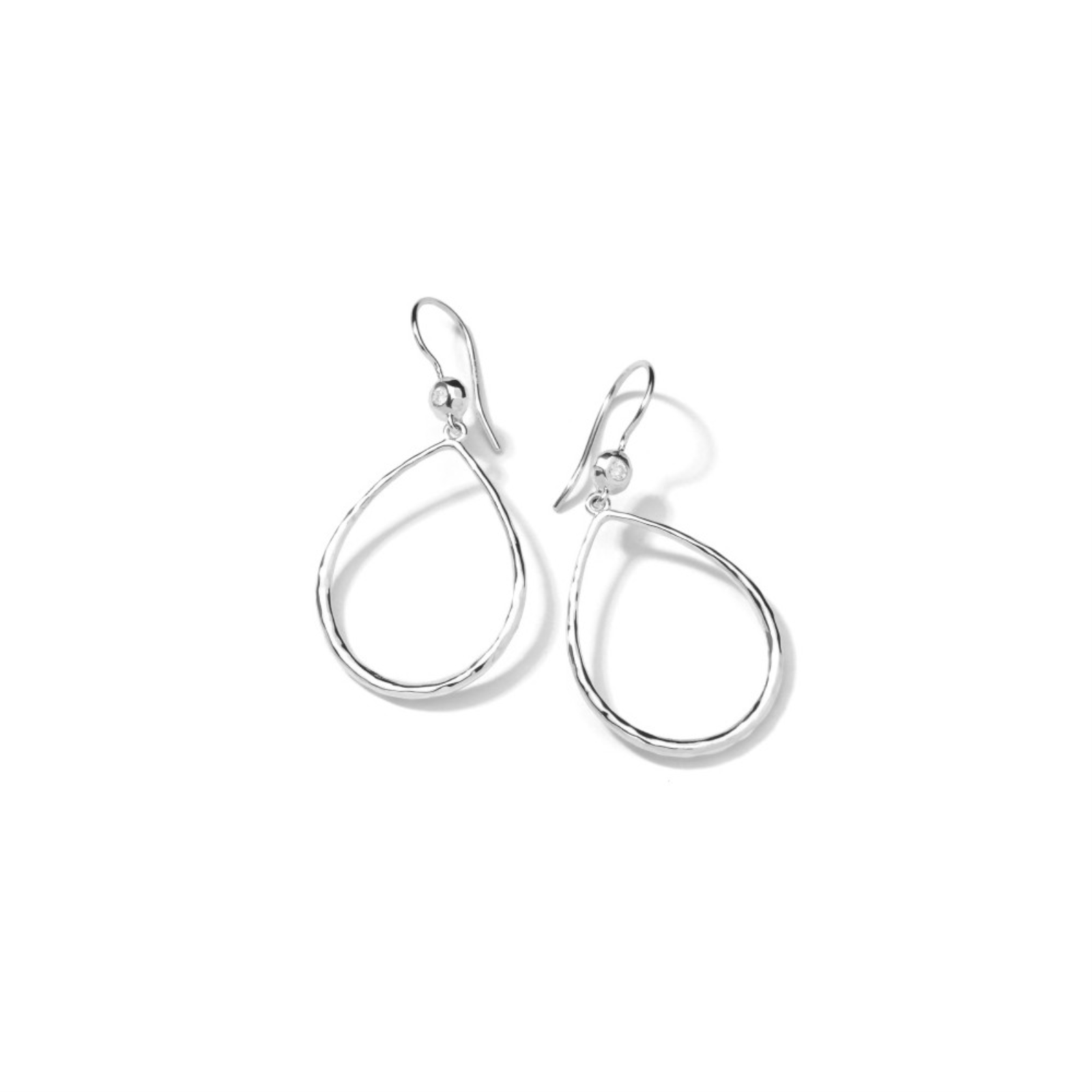 Teardrop Earrings in Sterling Silver with Diamonds