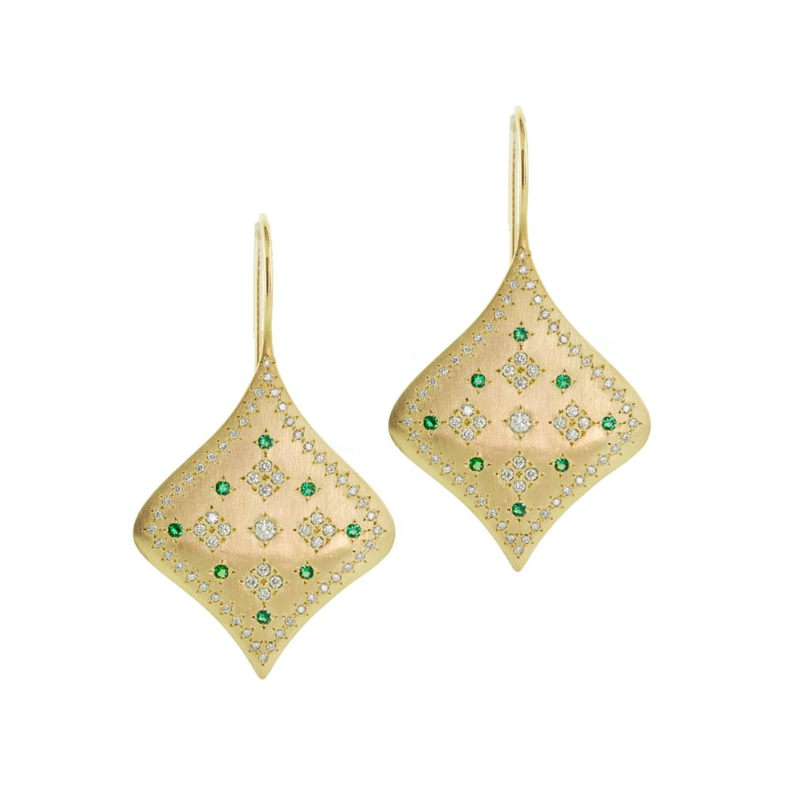 GOLD EMERALD AND DIAMOND SUMMER NIGHT EARRINGS