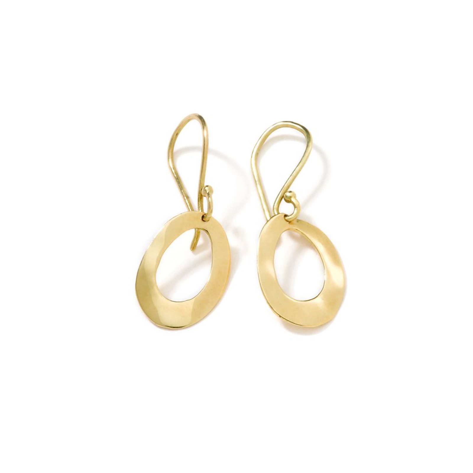 Gold Mini Wavy Oval Drop Earrings