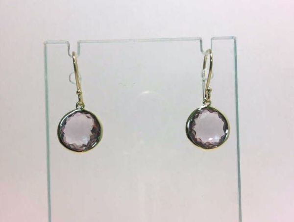 Yellow Gold and Dark Amethyst Mini Lollipop Earrings