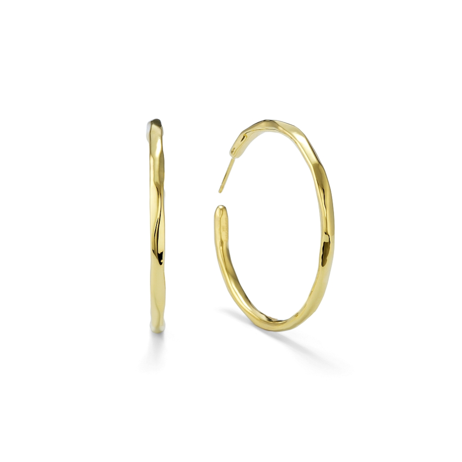 Gold Medium Faceted Hoop Earrings