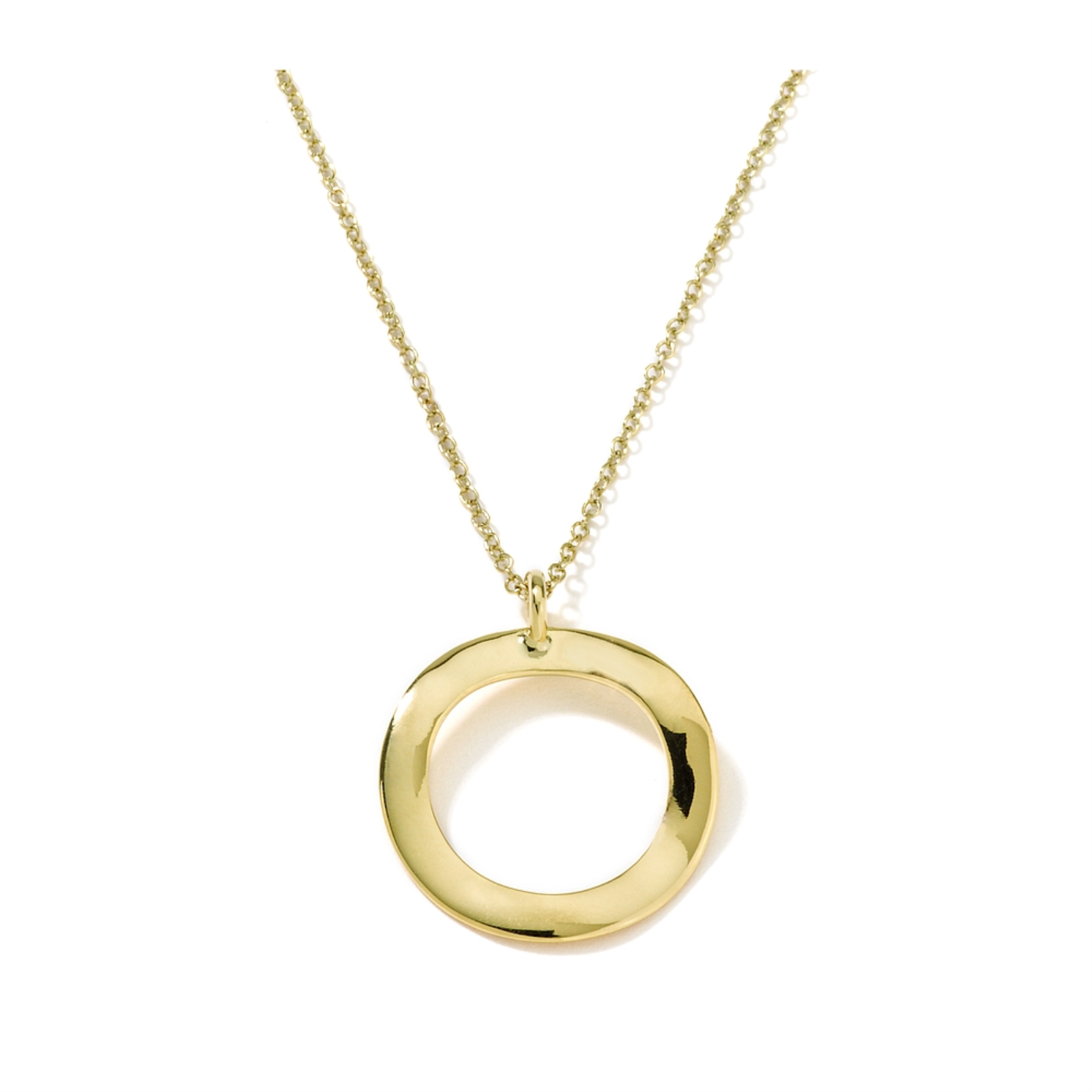 Gold Short Mini Wavy Circle Pendant Necklace