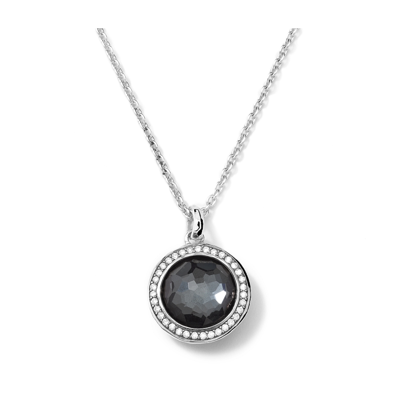 Mini Pendant Necklace in Sterling Silver with Diamonds