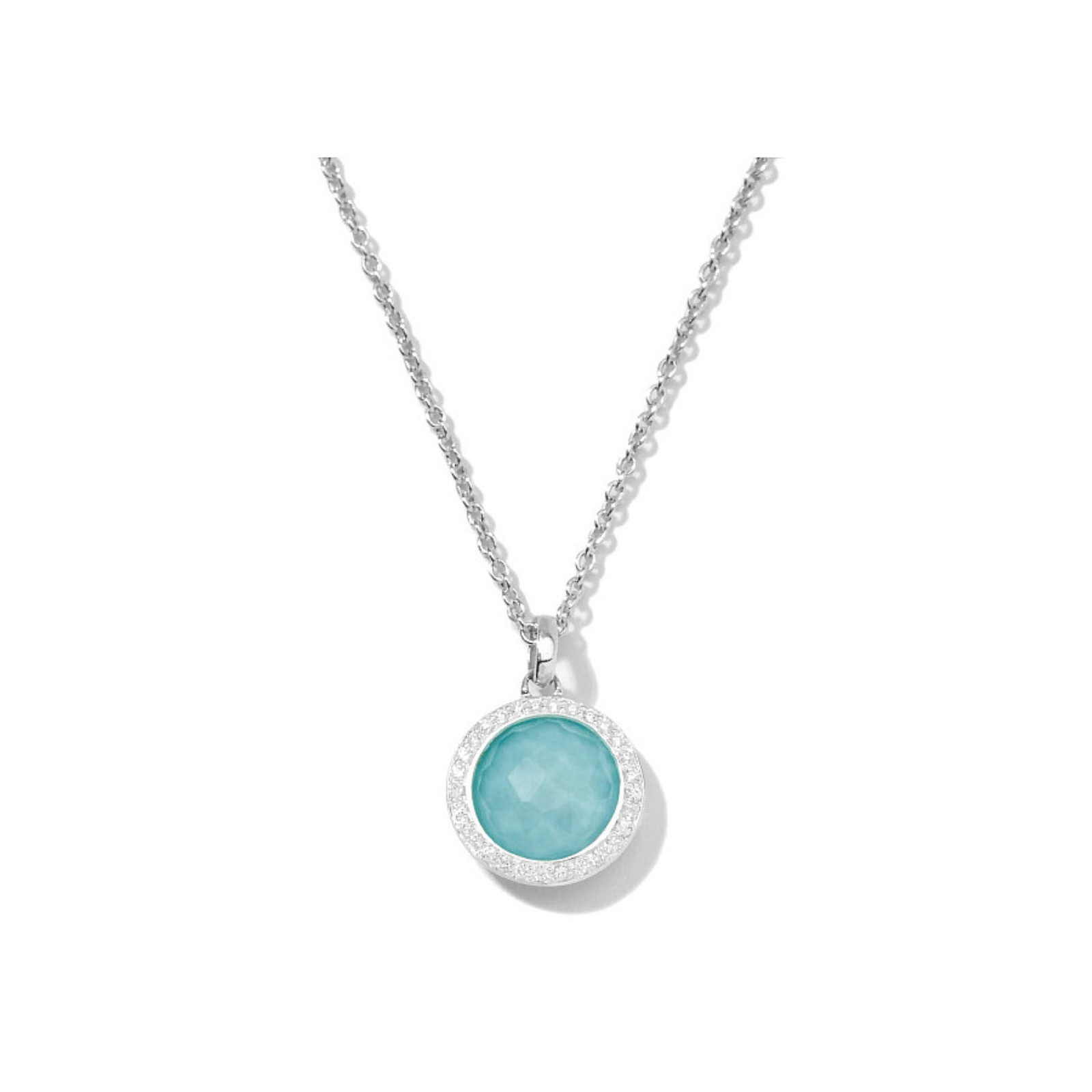 Mini Pendant Necklace in Sterling Silver with Diamonds