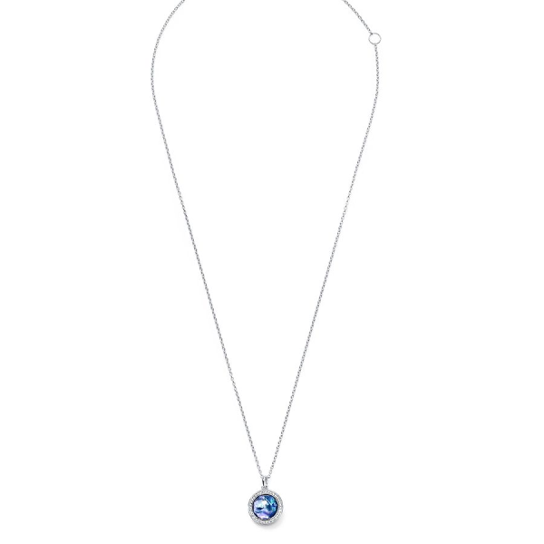 Silver Diamond and Lapis Mini Pendant Necklace