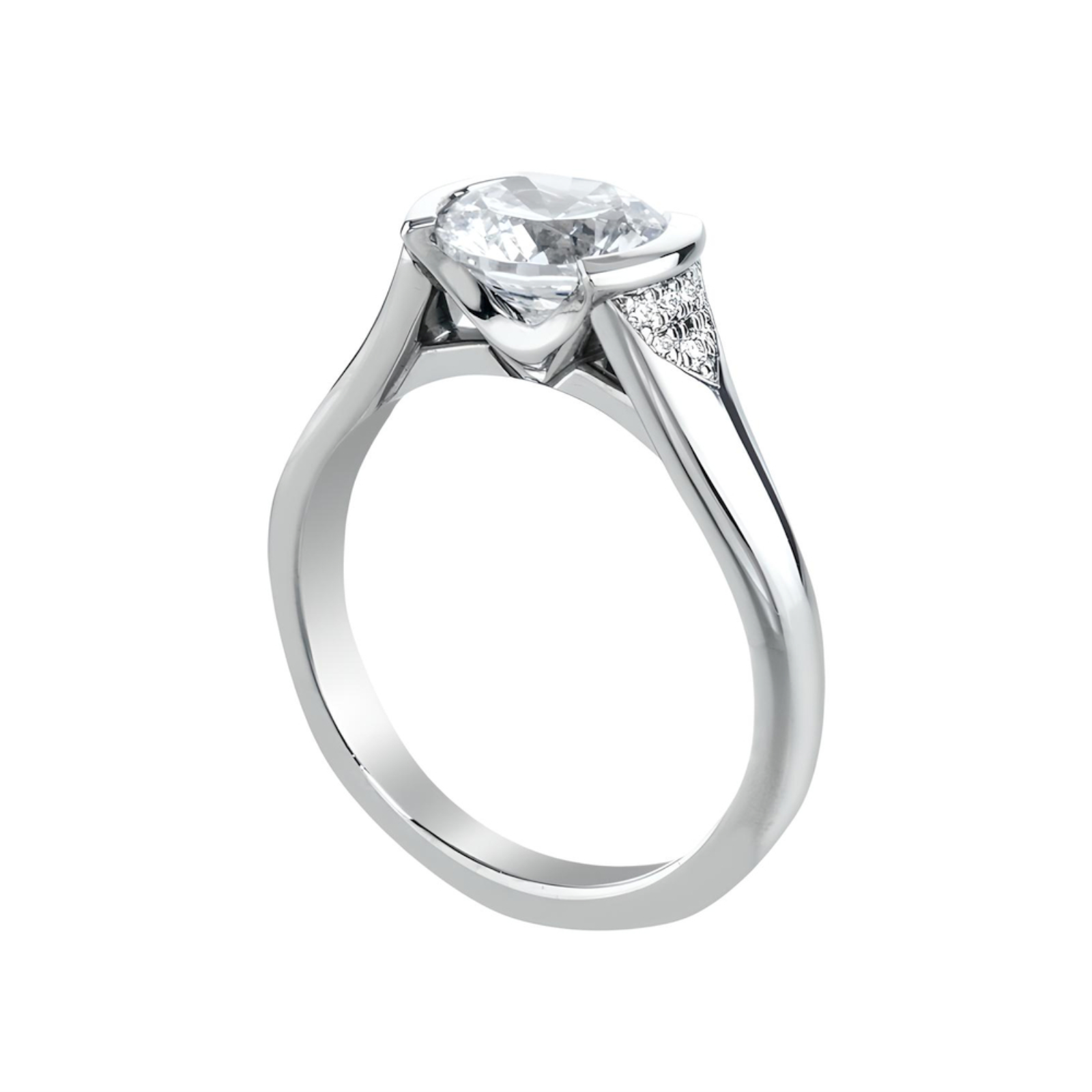 Platinum Half Bezel Solitaire Engagement Ring Mounting