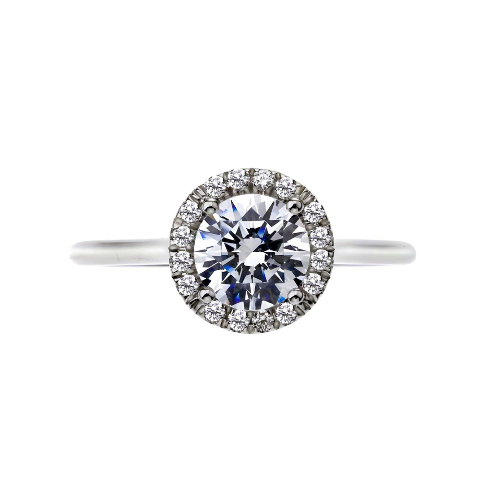 Platinum and Diamond Round Halo Engagement Ring Mounting
