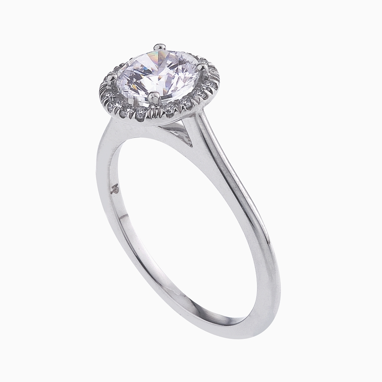 Platinum and Diamond Round Halo Engagement Ring Mounting