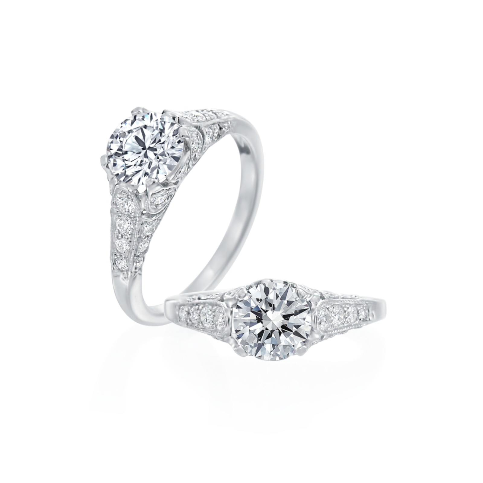 Platinum Vintage Inspired Engagement Ring Mounting