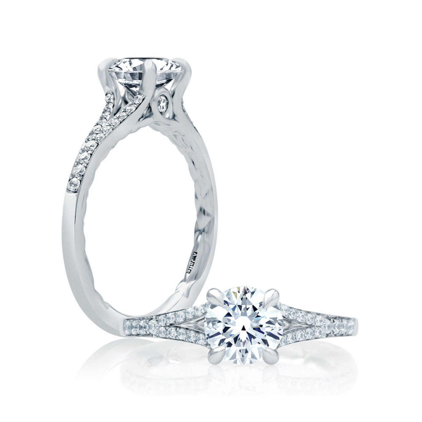 Platinum Micro Pave Quilted Engagement Ring Mounting