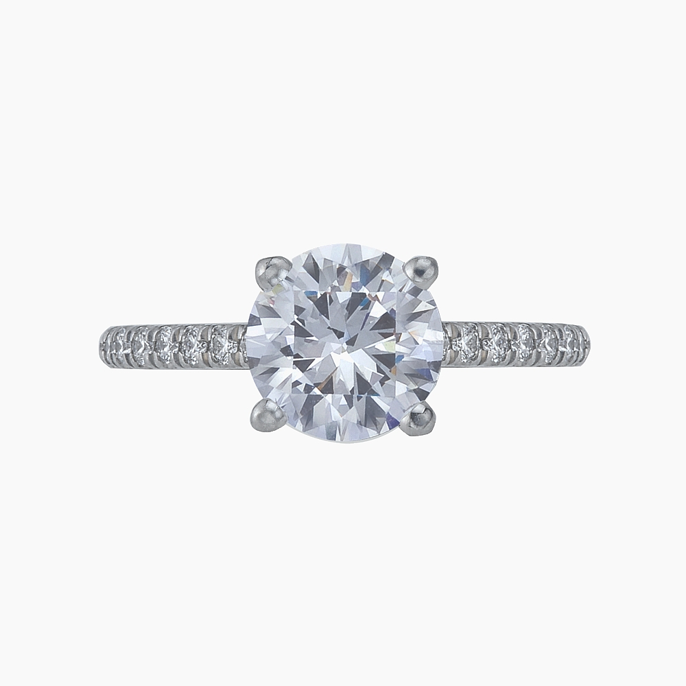 Platinum and Micro Pave Engagement Ring Mounting