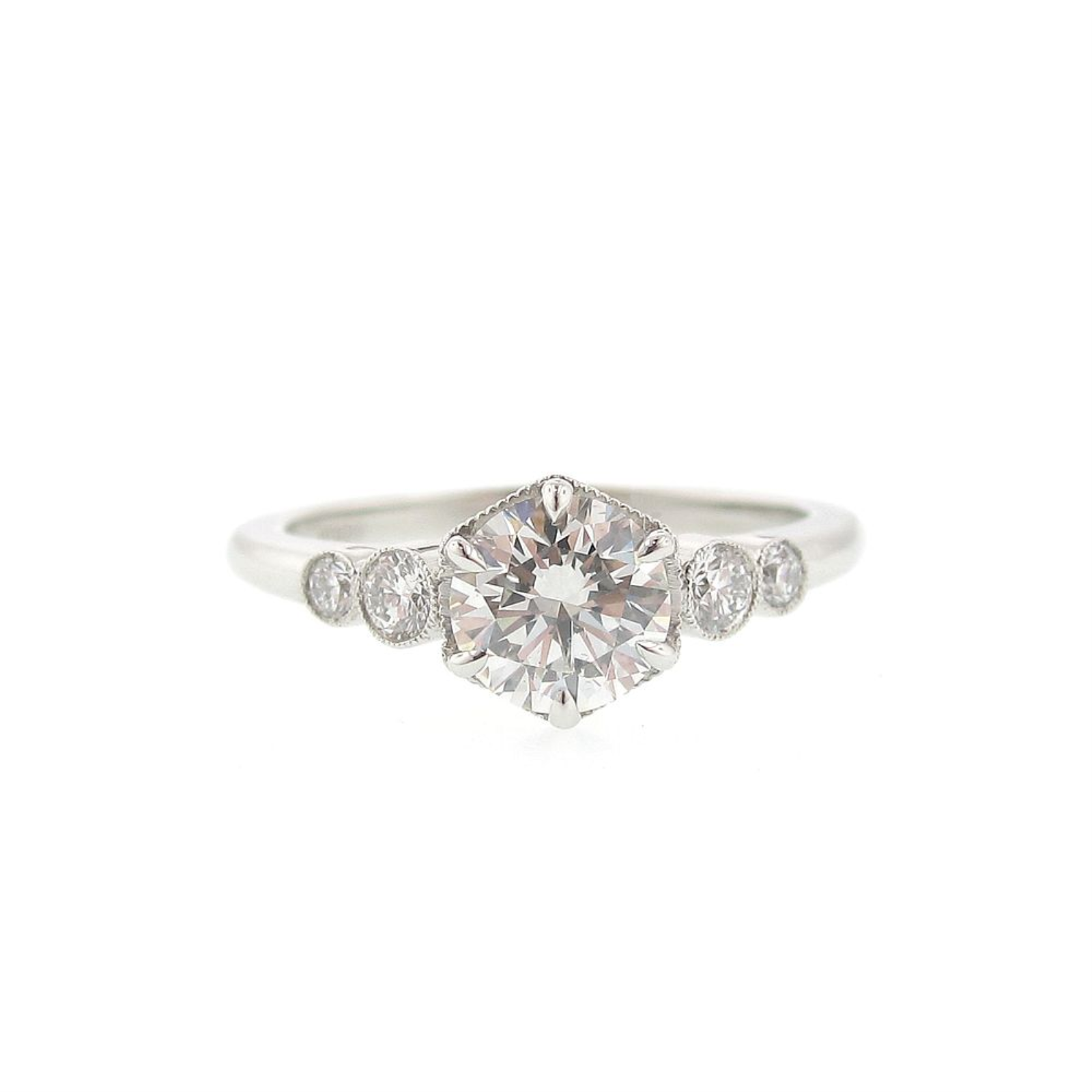 Roslyn Collection Platinum Hexagonal Set Engagement Ring Mounting