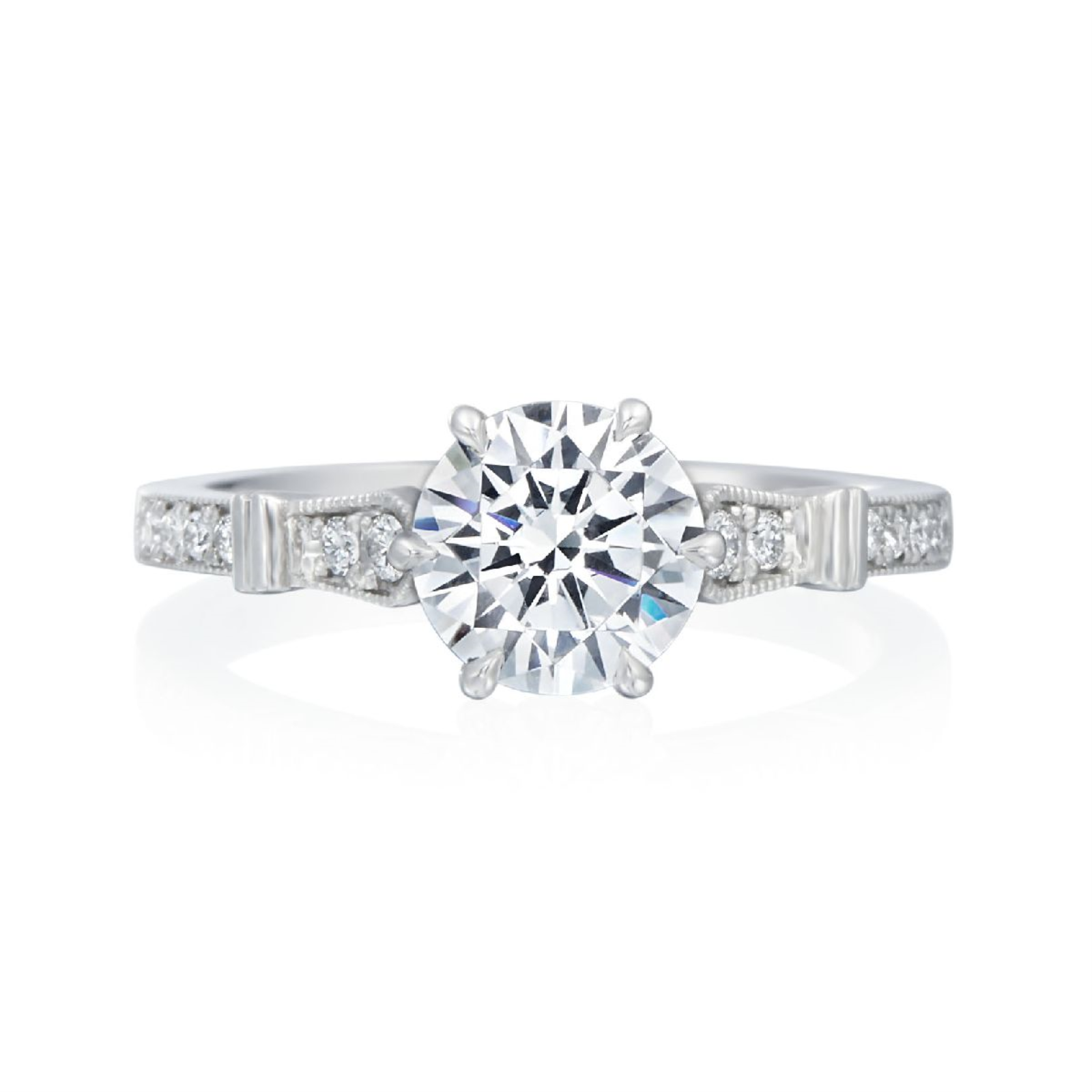 Roslyn Collection Platinum and Diamond Milgrained Engagement Mounting