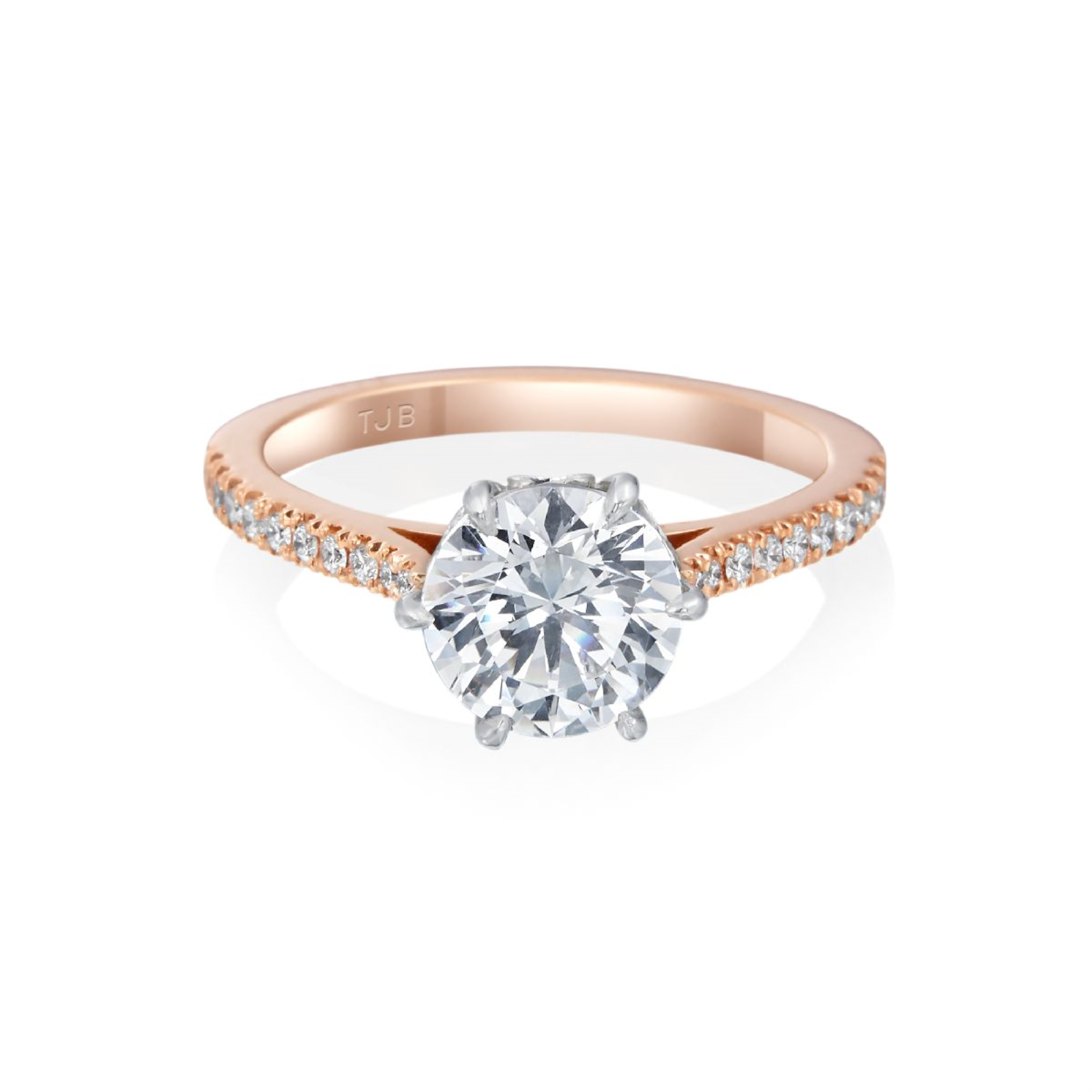 Petal Ring 6 Prong Center Setting and Diamond Band