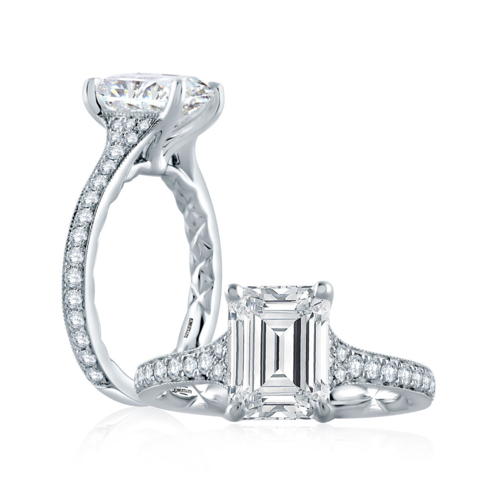 Platinum Art Deco Style Engagement Ring Mounting