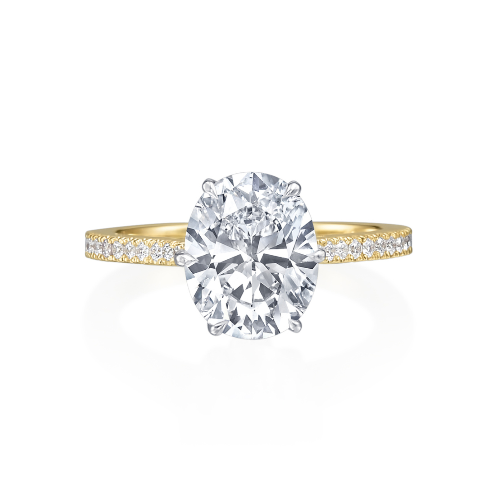 Roslyn Collection Gold Petal Half-Way Diamond Engagement Ring Mounting
