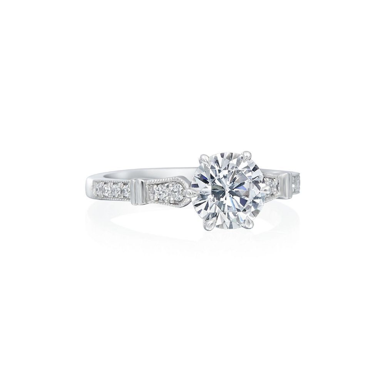 Roslyn Collection Platinum and Diamond Milgrain Engagement Mounting