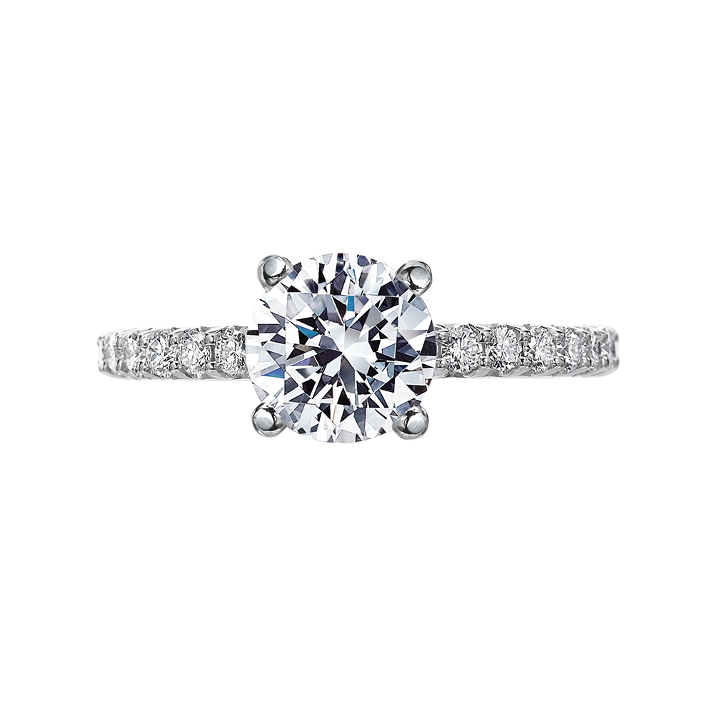 Pave Halfway Solitaire Engagement Ring Mounting