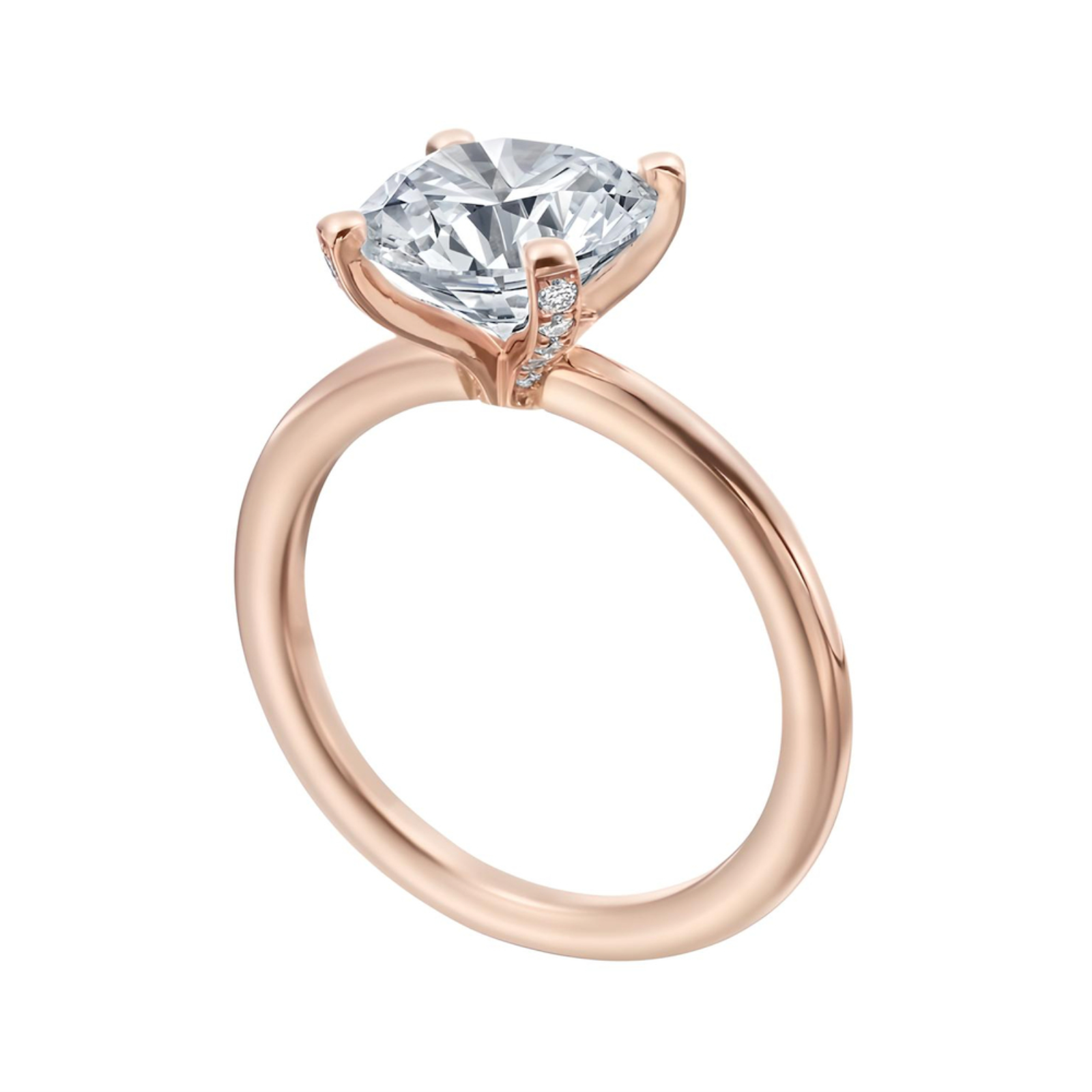 Rose Gold Diamond Prong Solitaire Engagment Ring Mounting