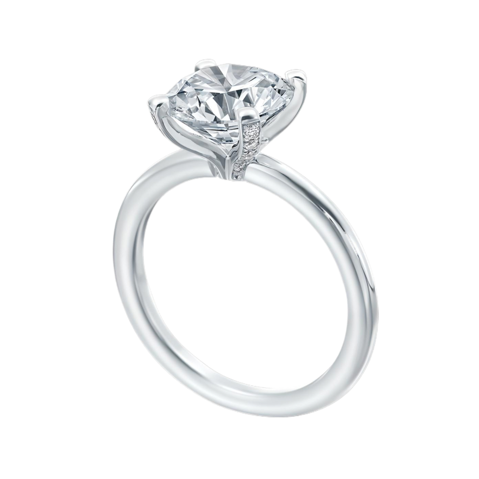 Platinum Diamond Prong Solitaire Engagment Ring Mounting