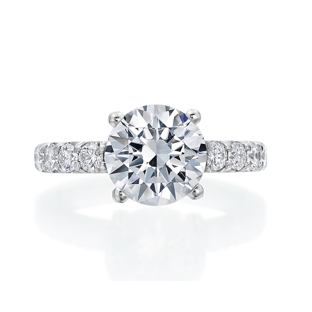 Pave Halfway Solitaire Engagement Ring Mounting