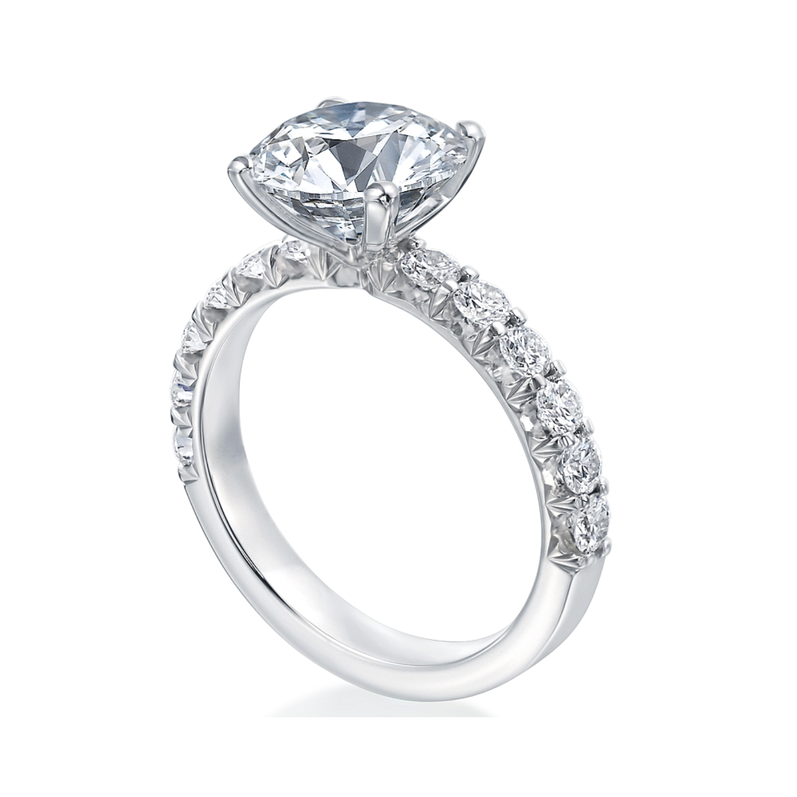 Pave Halfway Solitaire Engagement Ring Mounting