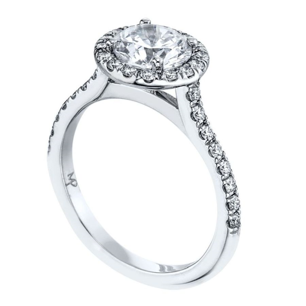 Platinum and Diamond Round Halo Engagement Ring Mounting