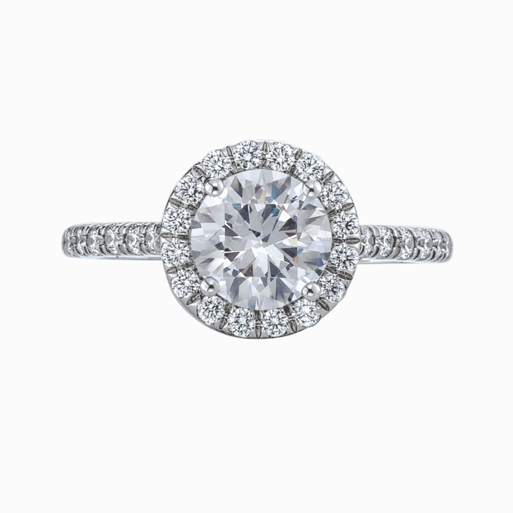 Platinum and Diamond Round Halo Engagement Ring Mounting