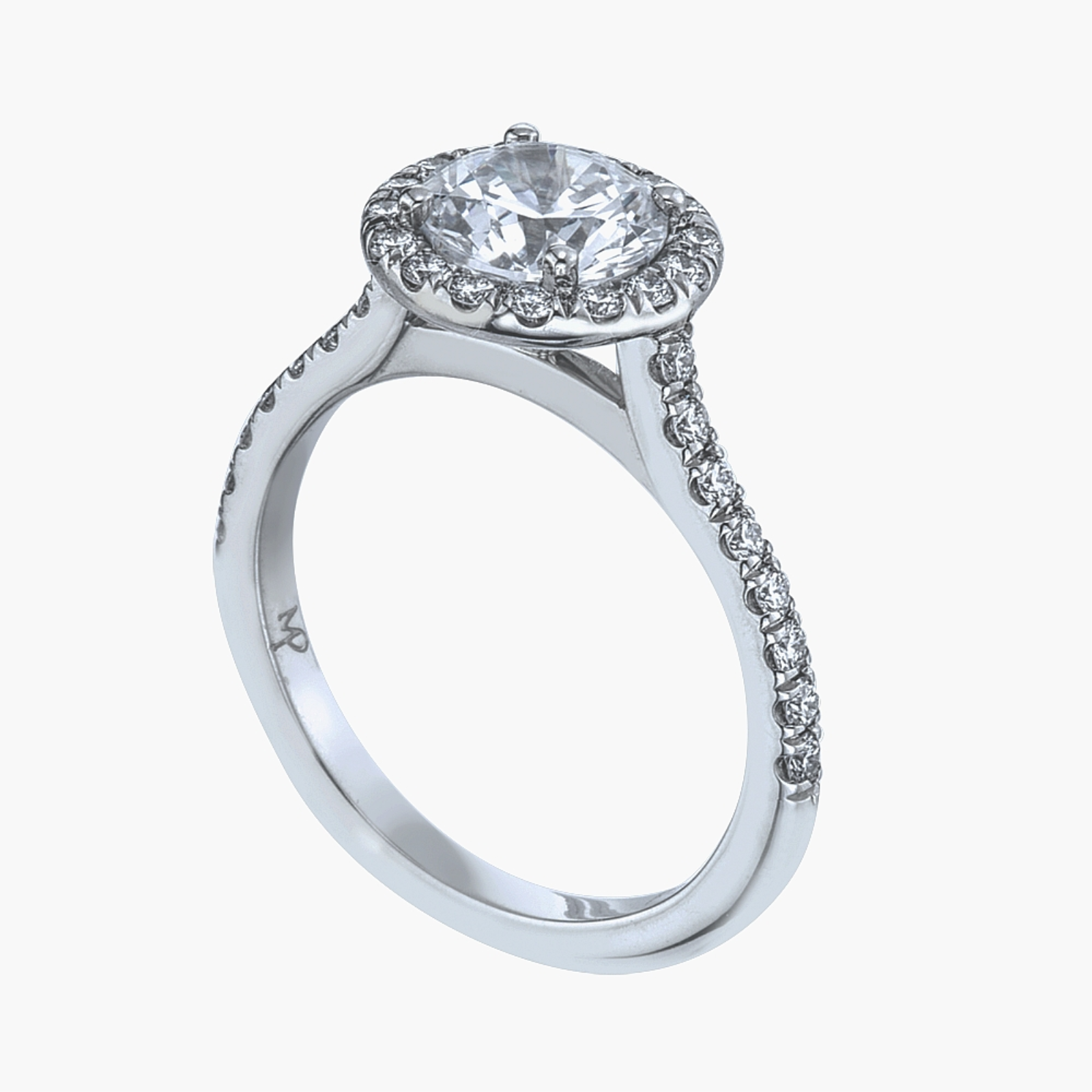 Platinum and Diamond Round Halo Engagement Ring Mounting