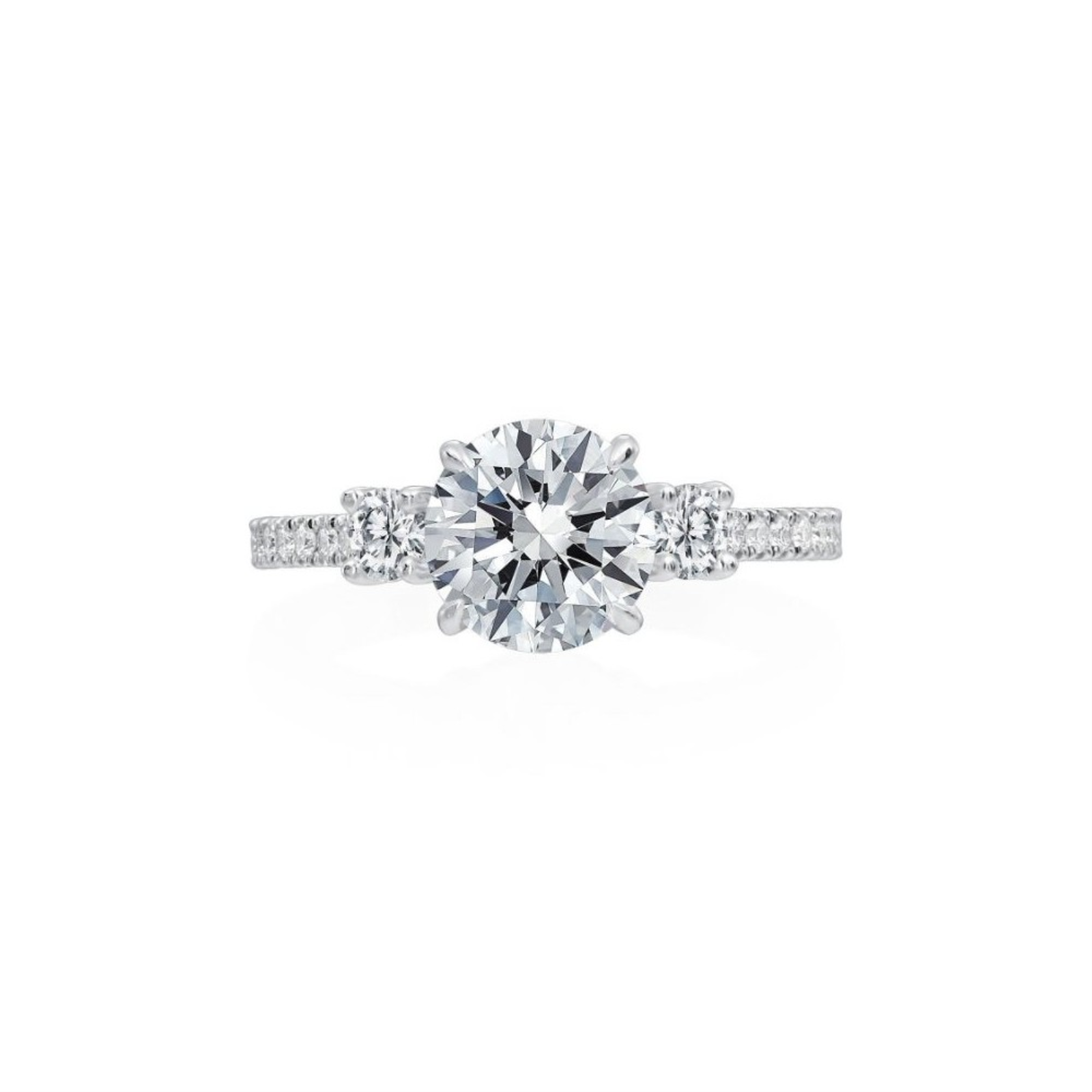 Roslyn Collection Platinum Diagon Three Stone Engagement Ring Mounting