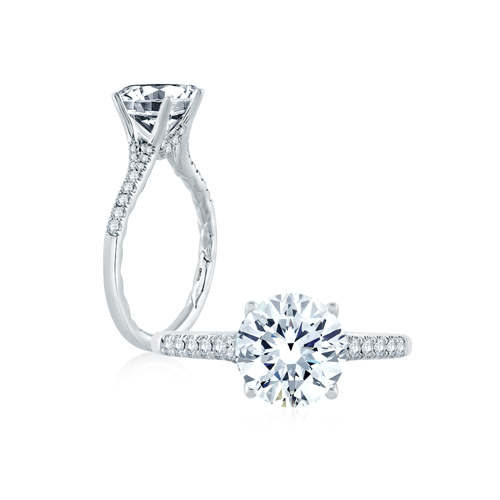 Platinum and Micro Pave Set Engagement Ring Mounting