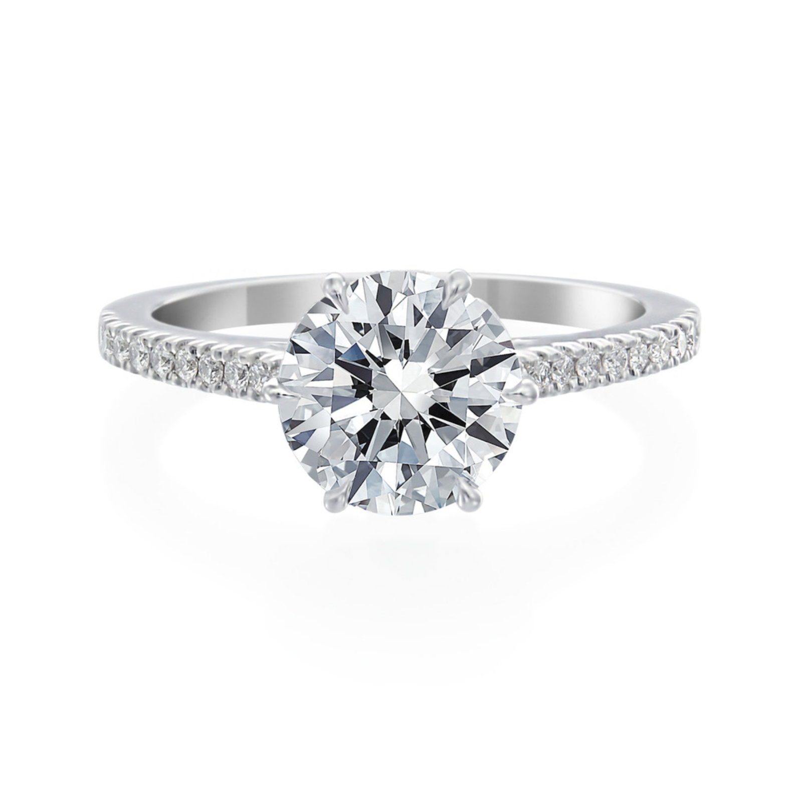 Platinum and Diamond Pave Solitaire Engagement Ring Mounting