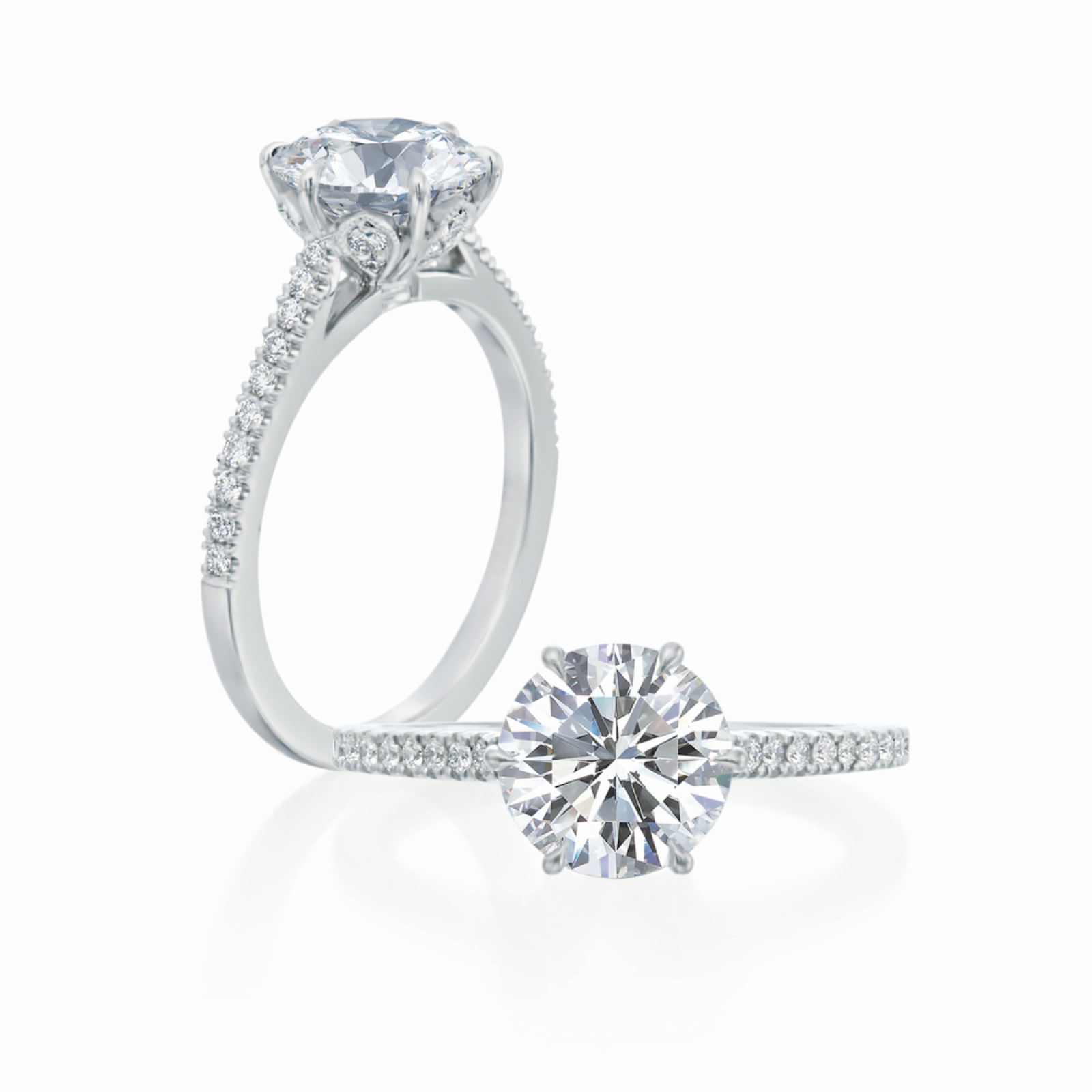 Roslyn Collection Platinum Petal Half-Way Diamond Engagement Ring Mounting